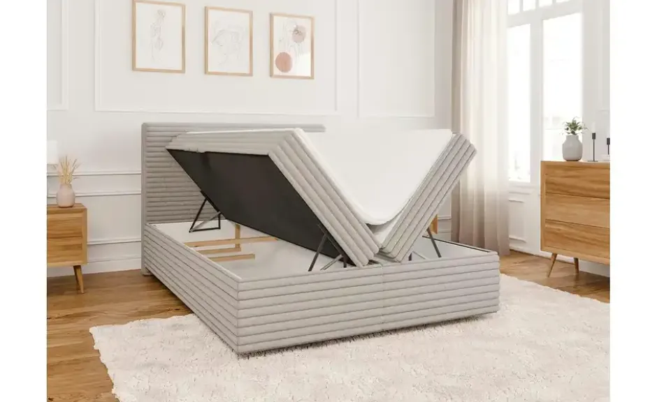 S-STYLE Boxbett .css-bauhey::before{content:'- ';}.css-bauhey::after{content:'- ';}Cord, mit Stauraum und Topper, H3 Neo
