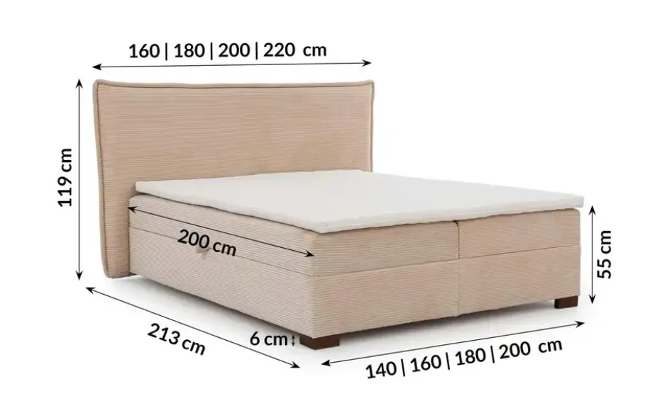 S-STYLE Boxbett .css-bauhey::before{content:'- ';}.css-bauhey::after{content:'- ';}mit Bettkasten, Cord, H3 Lovetti