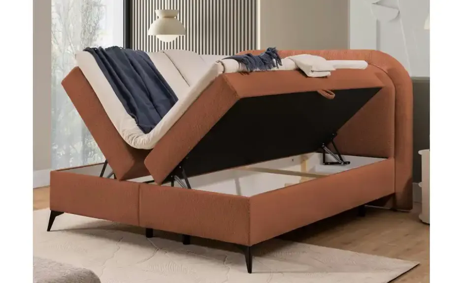 S-STYLE Boxbett .css-bauhey::before{content:'- ';}.css-bauhey::after{content:'- ';}mit Bettkasten, Bouclé-Stoff Sonna
