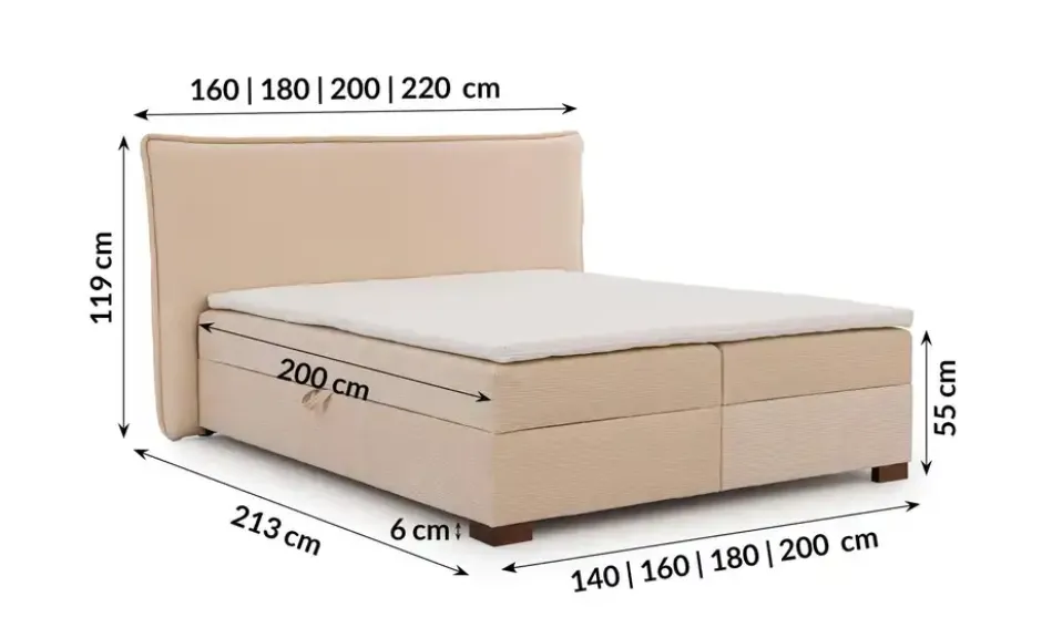 S-STYLE Boxbett .css-bauhey::before{content:'- ';}.css-bauhey::after{content:'- ';}mit Bettkasten, Strukturstoff mit Cordoptik, H3 Lovetti