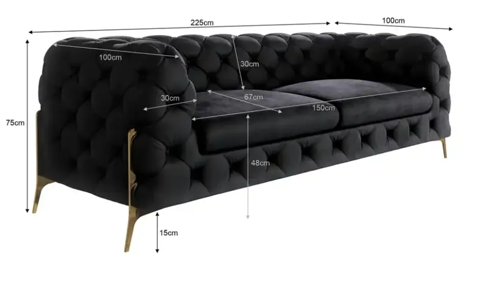 S-STYLE Chesterfield Einzelsofa Natalie