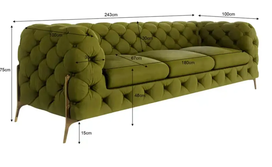 S-STYLE Chesterfield Einzelsofa Natalie