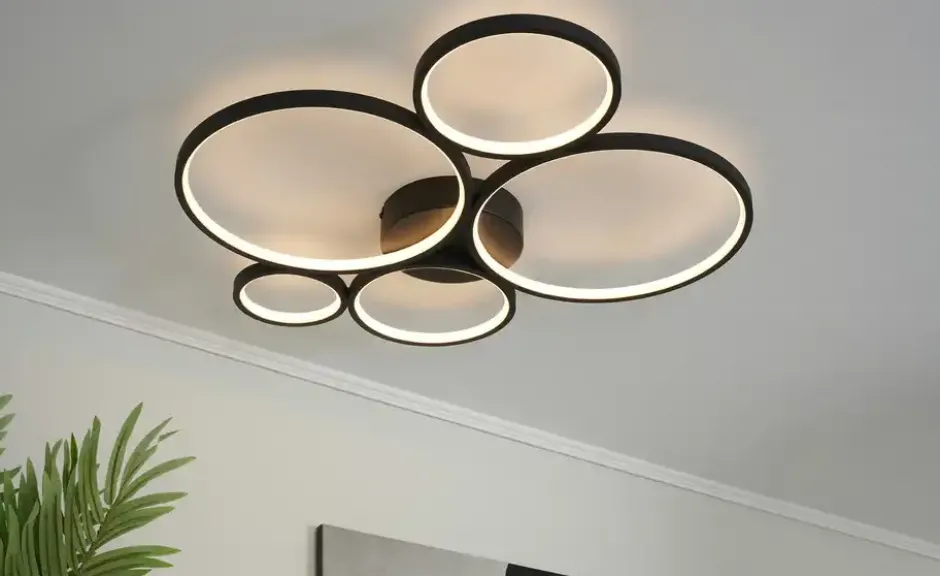 Trio LED-Deckenleuchte, Kreise, schwarz Rondo