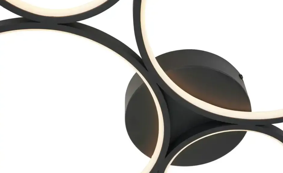 Trio LED-Deckenleuchte, Kreise, schwarz Rondo