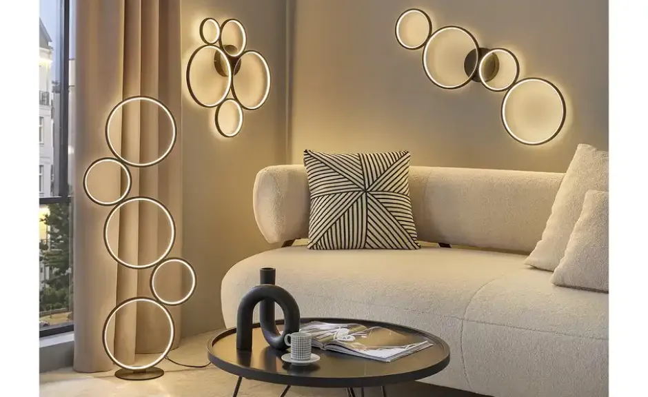 Trio LED-Deckenleuchte, Kreise, schwarz Rondo