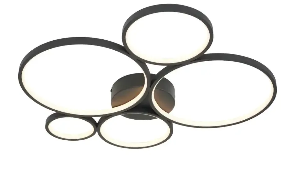 Trio LED-Deckenleuchte, Kreise, schwarz Rondo