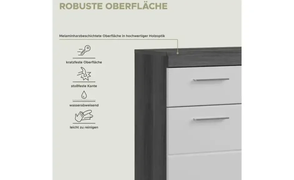 Unterschrank SCHLOONSEE, Breite 74cm, 2 Tür, 1 Schubkasten, 2 Fächer, MDF-Front in verschiedenen Farben erhältlich, Badmöbel, Badschrank, Kommode, Bad Schloonsee