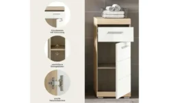 Unterschrank SCHLOONSEE, Breite 37cm, 1 Tür, 1 Schubkasten, 2 Fächer, MDF-Front in verschiedenen Farben erhältlich, Badmöbel, Badschrank, Kommode, Bad Schloonsee