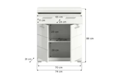 Unterschrank SCHLOONSEE, Breite 74cm, 2 Tür, 1 Schubkasten, 2 Fächer, MDF-Front in verschiedenen Farben erhältlich, Badmöbel, Badschrank, Kommode, Bad Schloonsee