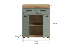 Unterschrank SCHLOONSEE, Breite 74cm, 2 Tür, 1 Schubkasten, 2 Fächer, MDF-Front in verschiedenen Farben erhältlich, Badmöbel, Badschrank, Kommode, Bad Schloonsee