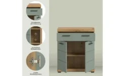 Unterschrank SCHLOONSEE, Breite 74cm, 2 Tür, 1 Schubkasten, 2 Fächer, MDF-Front in verschiedenen Farben erhältlich, Badmöbel, Badschrank, Kommode, Bad Schloonsee