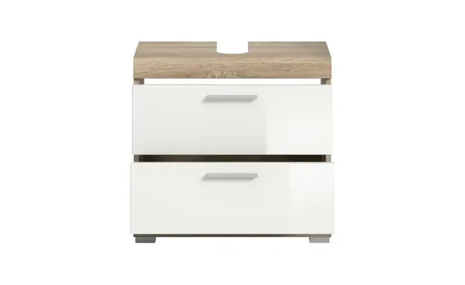 Waschbeckenunterschrank SCHLOONSEE, Breite 60cm, 2 Schubkästen, mit Siphonausschnitt, MDF-Front in verschiedenen Farben erhältlich, Badmöbel, Badschrank, Kommode, Bad Schloonsee