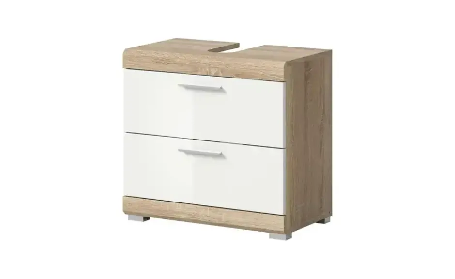 Waschbeckenunterschrank SCHLOONSEE, Breite 60cm, 2 Schubkästen, mit Siphonausschnitt, MDF-Front in verschiedenen Farben erhältlich, Badmöbel, Badschrank, Kommode, Bad Schloonsee