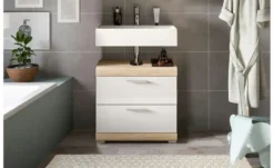 Waschbeckenunterschrank SCHLOONSEE, Breite 60cm, 2 Schubkästen, mit Siphonausschnitt, MDF-Front in verschiedenen Farben erhältlich, Badmöbel, Badschrank, Kommode, Bad Schloonsee