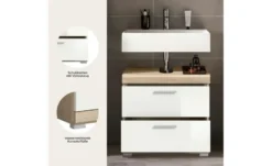 Waschbeckenunterschrank SCHLOONSEE, Breite 60cm, 2 Schubkästen, mit Siphonausschnitt, MDF-Front in verschiedenen Farben erhältlich, Badmöbel, Badschrank, Kommode, Bad Schloonsee