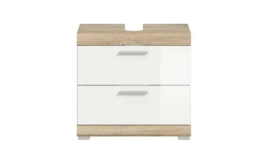 Waschbeckenunterschrank SCHLOONSEE, Breite 60cm, 2 Schubkästen, mit Siphonausschnitt, MDF-Front in verschiedenen Farben erhältlich, Badmöbel, Badschrank, Kommode, Bad Schloonsee