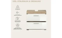 Waschbeckenunterschrank SCHLOONSEE, Breite 60cm, 2 Schubkästen, mit Siphonausschnitt, MDF-Front in verschiedenen Farben erhältlich, Badmöbel, Badschrank, Kommode, Bad Schloonsee