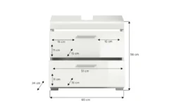 Waschbeckenunterschrank SCHLOONSEE, Breite 60cm, 2 Schubkästen, mit Siphonausschnitt, MDF-Front in verschiedenen Farben erhältlich, Badmöbel, Badschrank, Kommode, Bad Schloonsee
