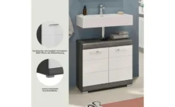 Waschbeckenunterschrank SCHLOONSEE, Breite 60cm, 2 Tür, 2 Fächer, mit Siphonausschnitt, MDF-Front in verschiedenen Farben erhältlich, Badmöbel, Badschrank, Kommode, Bad Schloonsee