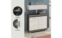 Waschbeckenunterschrank SCHLOONSEE, Breite 60cm, 2 Tür, 2 Fächer, mit Siphonausschnitt, MDF-Front in verschiedenen Farben erhältlich, Badmöbel, Badschrank, Kommode, Bad Schloonsee