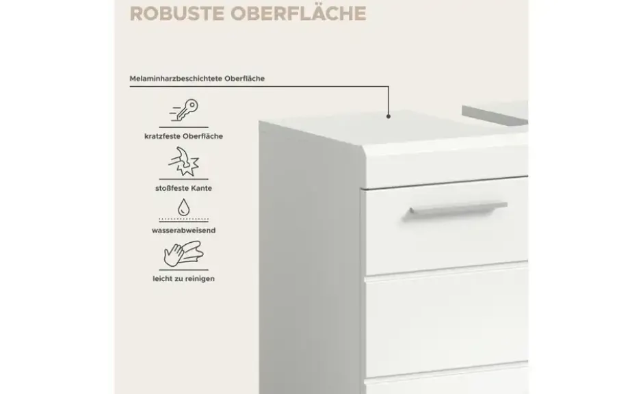 Waschbeckenunterschrank SCHLOONSEE, Breite 60cm, 2 Tür, 2 Fächer, mit Siphonausschnitt, MDF-Front in verschiedenen Farben erhältlich, Badmöbel, Badschrank, Kommode, Bad Schloonsee