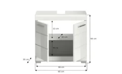Waschbeckenunterschrank SCHLOONSEE, Breite 60cm, 2 Tür, 2 Fächer, mit Siphonausschnitt, MDF-Front in verschiedenen Farben erhältlich, Badmöbel, Badschrank, Kommode, Bad Schloonsee