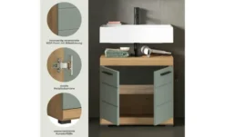 Waschbeckenunterschrank SCHLOONSEE, Breite 60cm, 2 Tür, 2 Fächer, mit Siphonausschnitt, MDF-Front in verschiedenen Farben erhältlich, Badmöbel, Badschrank, Kommode, Bad Schloonsee