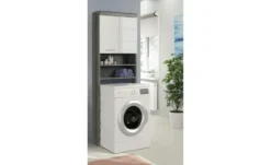 Waschmaschinenumbauschrank SCHLOONSEE, Breite 63cm, für Waschmaschine & Trockner, 2 Türen, MDF-Front in verschiedenen Farben, Überbauschrank, Umbauschrank, Badschrank Schloonsee